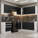 Combo Completo de Cocina Esquinera 100% MDF 409 cm Blanco/Negro Acordes Madesa 01