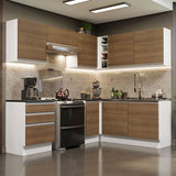 Combo Completo de Cocina Esquinera 100% MDF 409 cm Blanco/Marrón Acordes Madesa 01