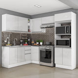 Combo Completo de Cocina Esquinera 100% MDF 419 cm Frentes Blanco Brillante Acordes Madesa 01