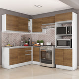 Combo Completo de Cocina Esquinera 100% MDF 419 cm Marrón/Blanco Acordes Madesa 01
