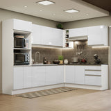 Combo Completo de Cocina Esquinera 100% MDF 479 cm Frentes Blanco Brillante Acordes Madesa 03