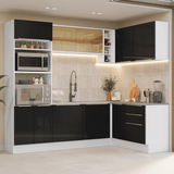 Combo completo de Cocina Esquinero 399 cm Blanco/Negro Lux Madesa 01