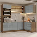 Combo completo de Cocina Esquinero 399 cm Marrón/Gris Lux Madesa 01