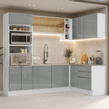 Combo completo de Cocina Esquinero 399 cm Blanco/Gris Lux Madesa 01