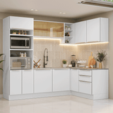 Combo completo de Cocina Esquinero 416 x 60 cm Blanco/Blanco Aterciopelado Lux Madesa 01