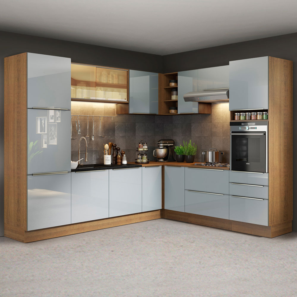 Combo completo de Cocina Esquinero 526cm Marrón/Gris Lux Madesa 01