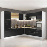 Combo completo de Cocina Esquinero 546cm Blanco/Negro Lux Madesa 01