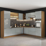Combo completo de Cocina Esquinero 546cm Marrón/Gris Lux Madesa 01
