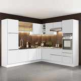 Combo Completo de Cocina Esquinera 546 x 60 cm Blanco/Blanco Aterciopelado Lux Madesa 01