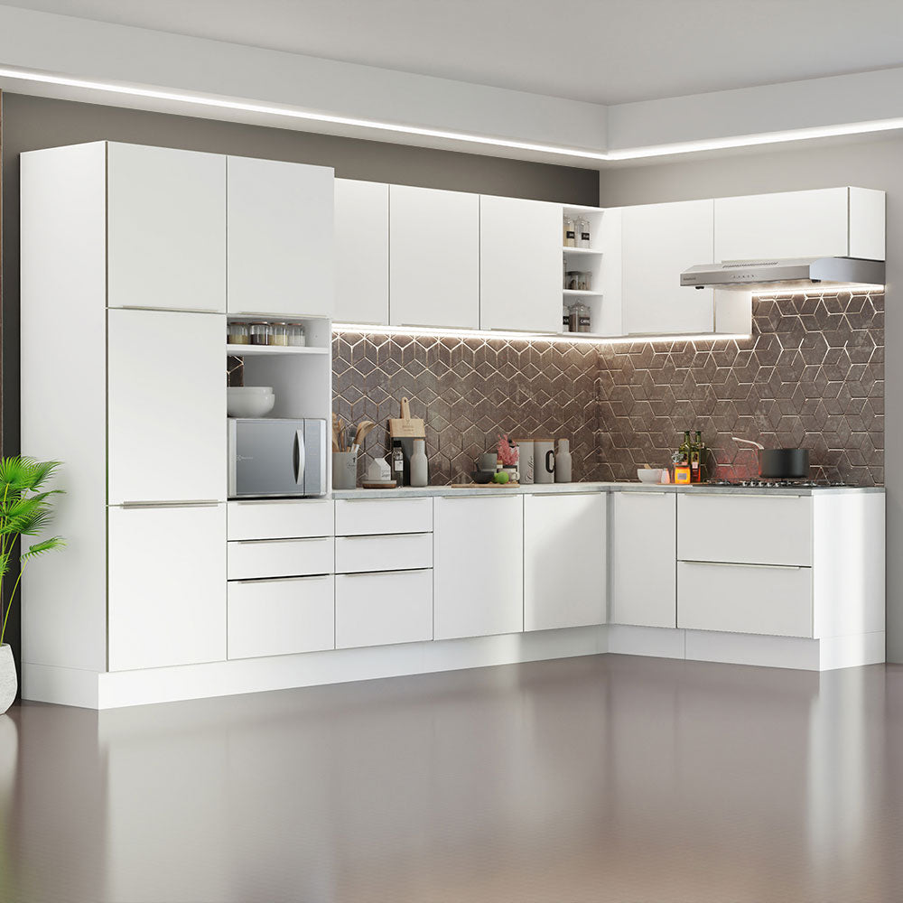 Combo Completo de Cocina Esquinera 546 x 60 cm Blanco Aterciopelado Lux Madesa 05