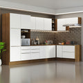 Combo completo de Cocina Esquinera 546 cm 12 Puertas 8 Cajones Marrón/Blanco Lux Madesa