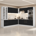 Combo completo de Cocina Esquinera Lux 549 cm 17 Puertas 3 Cajones (Sin Mesada) Blanco/Negro Madesa