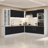 Combo completo de Cocina Esquinero 549 cm Blanco/Negro Lux Madesa 01
