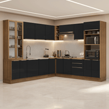 Combo completo de Cocina Esquinero 549 cm Marrón/Negro Lux Madesa 01