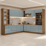 Combo completo de Cocina Esquinero 549 cm Marrón/Gris Lux Madesa 01