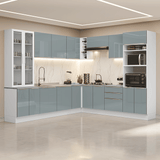 Combo completo de Cocina Esquinero 549 cm Blanco/Gris Lux Madesa 01