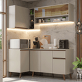 Combo completo de Cocina Esquinera Nice 265 cm 7 Puertas 1 Cajón (Con Mesada) Crema 01 Madesa