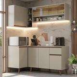 Combo de Cocina Esquinero 265 cm Con Patas Nice Crema 01