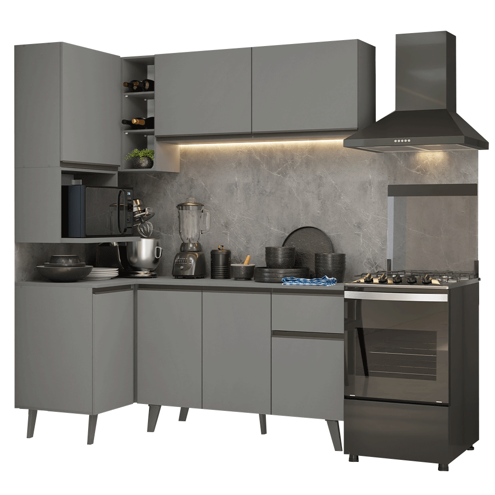 Combo completo de Cocina Esquinera 265 cm Gris Nice Madesa 05
