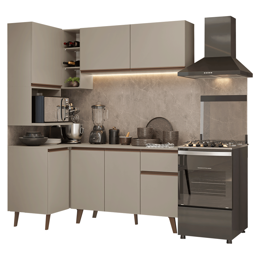 Combo completo de Cocina Esquinera 265 cm Crema Nice Madesa 05