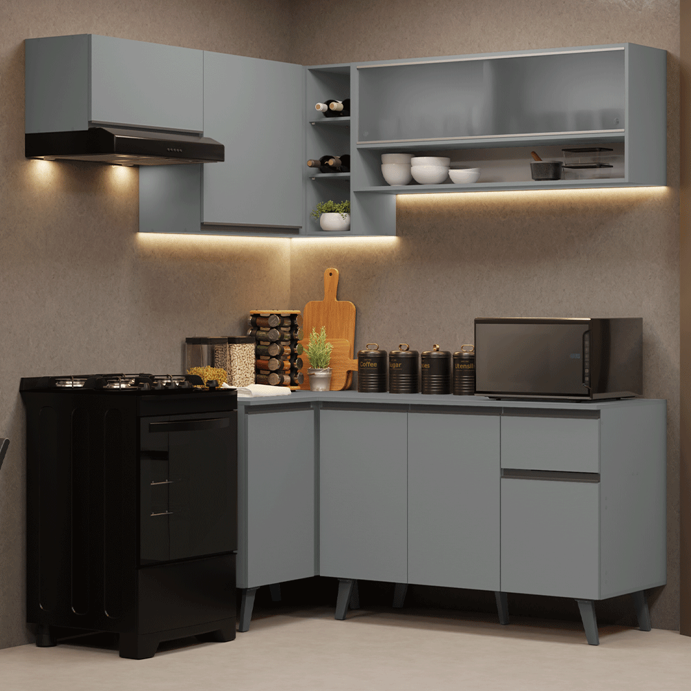 Combo completo de Cocina Esquinera 325cm Gris Nice Madesa 03
