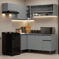 Combo completo de Cocina Esquinera 325 cm 8 Puertas 1 Cajón Gris Nice Madesa