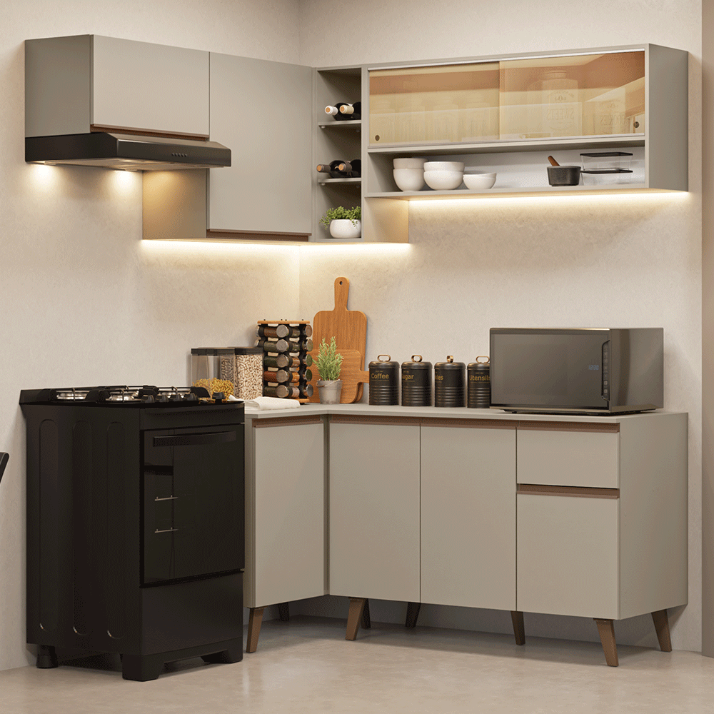 Combo completo de Cocina Esquinera 325 cm Crema Nice Madesa 04