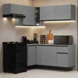 Combo completo de Cocina Esquinera Flotante 325cm Gris Nice Madesa 05