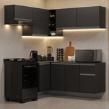 Combo Completo de Cocina Esquinera Flotante 325 cm Negro Nice Madesa 05