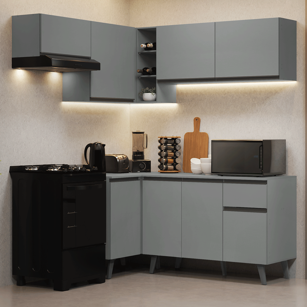 Combo completo de Cocina Esquinera 325cm Gris Nice Madesa 06