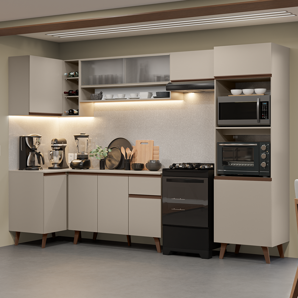 Combo completo de Cocina Esquinera 385cm Crema Nice Madesa 03