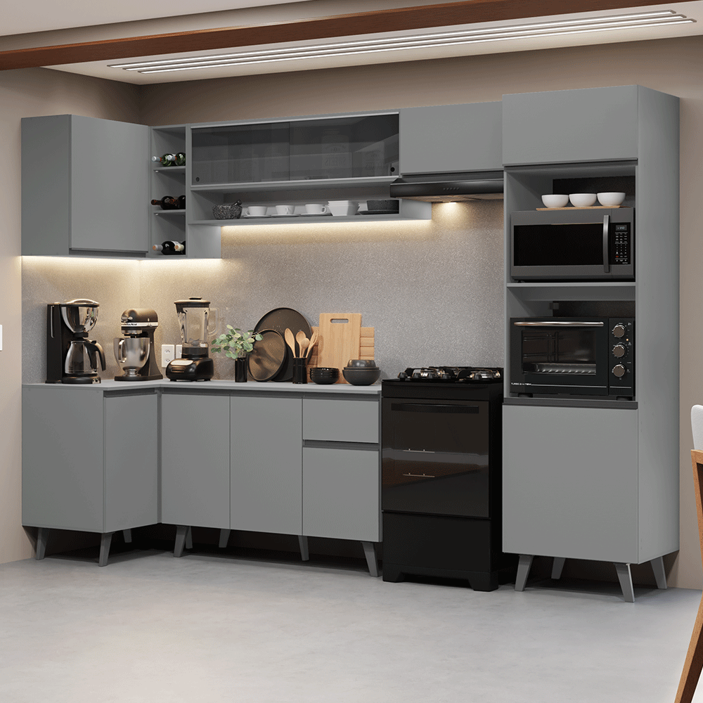 Combo completo de Cocina Esquinera 385cm Gris Nice Madesa 04