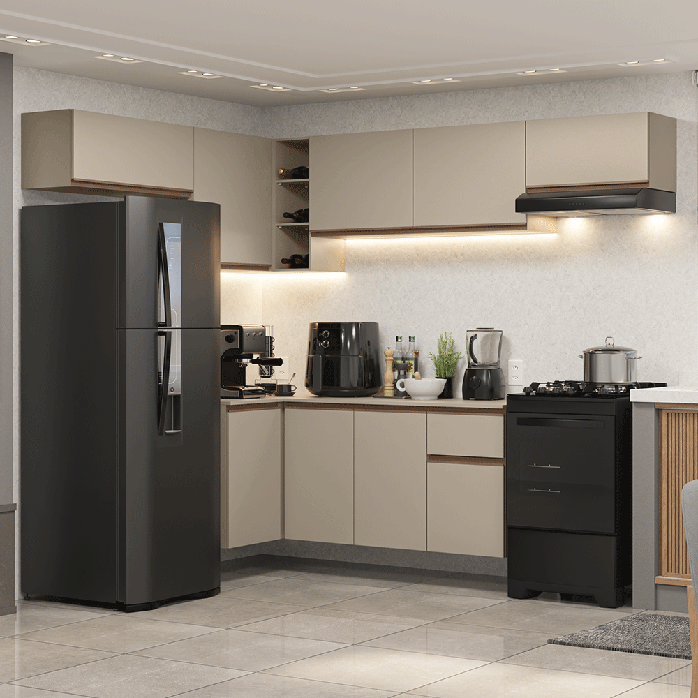 Combo completo de Cocina Esquinera 405 cm Crema Nice Madesa 01