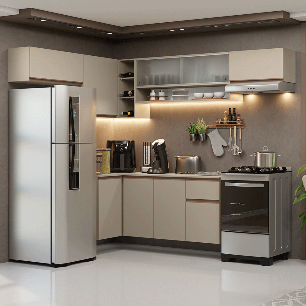 Combo completo de Cocina Esquinera 405 cm Crema Nice Madesa 03