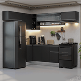 Combo Completo de Cocina Esquinera Flotante 405 cm Negro Nice Madesa 04