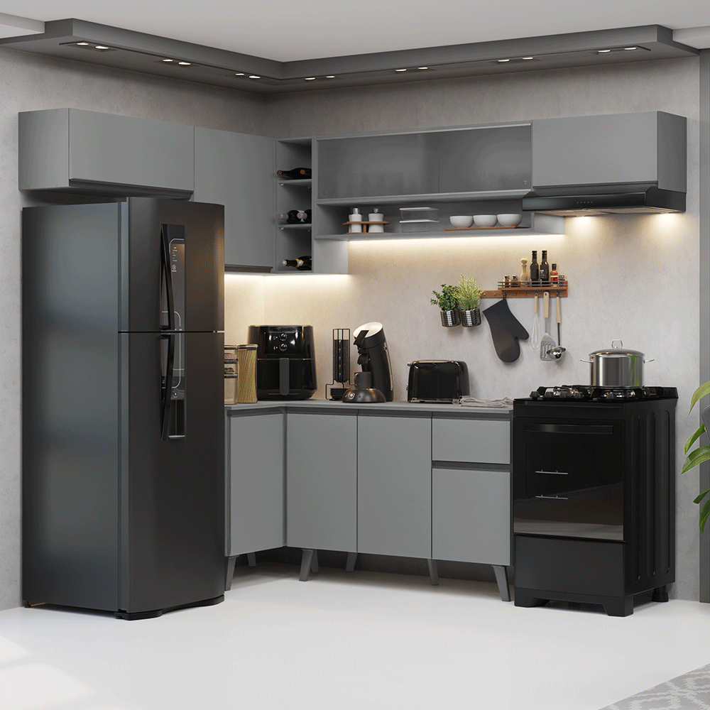 Combo completo de Cocina Esquinera 405cm Gris Nice Madesa 05
