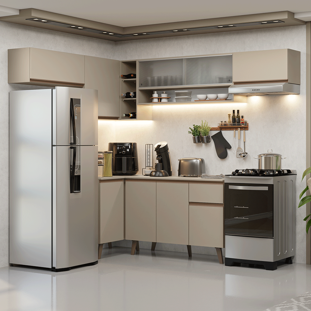 Combo completo de Cocina Esquinera 405 cm Crema Nice Madesa 05