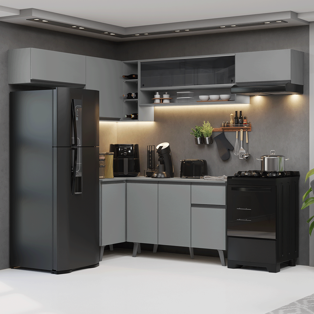 Combo completo de Cocina Esquinera 405cm Gris Nice Madesa 06