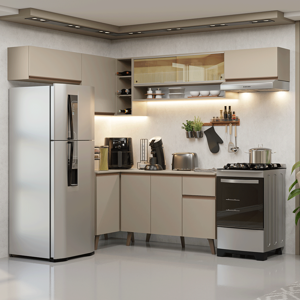Combo completo de Cocina Esquinera 405 cm Crema Nice Madesa 06