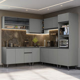 Combo Completo de Cocina Esquinera 445 cm Gris Nice Madesa 01