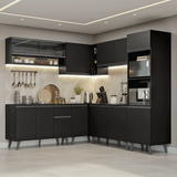 Combo Completo de Cocina Esquinera 445 cm Negro Nice Madesa 01