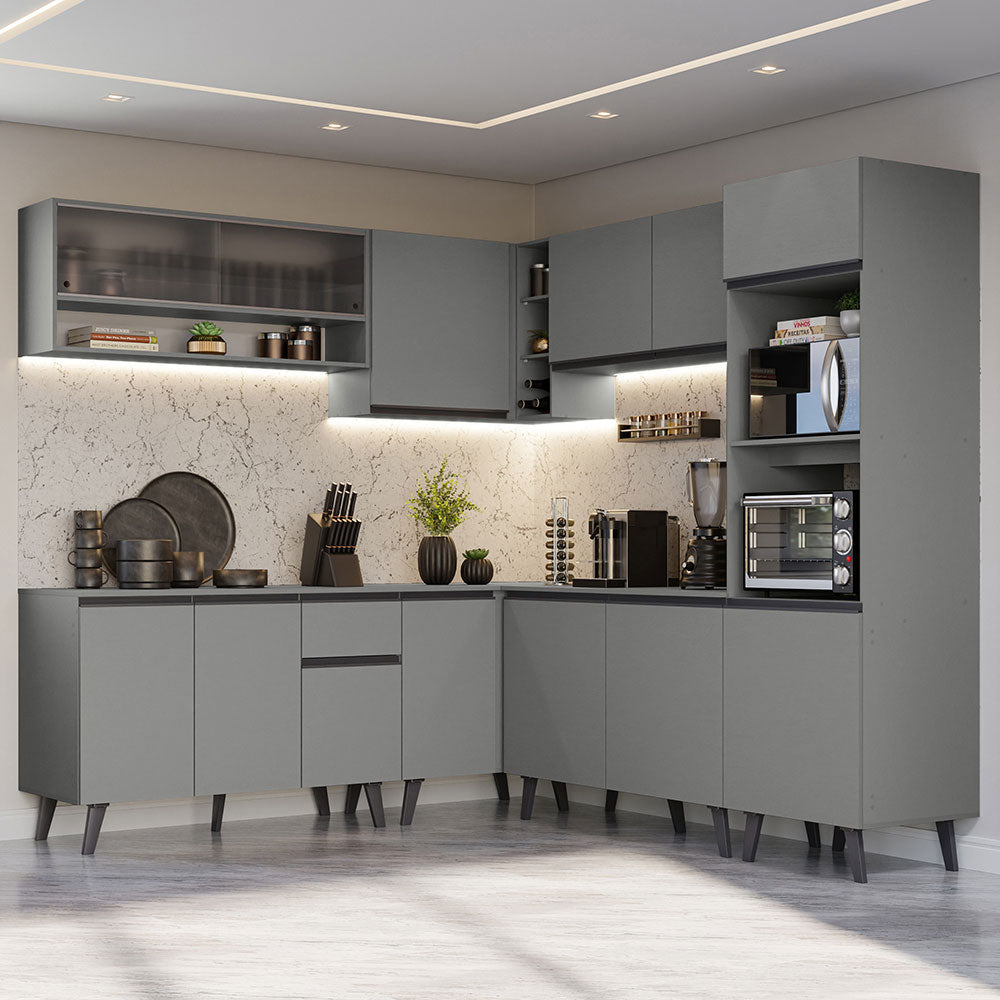 Combo Completo de Cocina Esquinera 445 cm Gris Nice Madesa 02