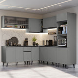 Combo Completo de Cocina Esquinera 445 cm Gris Nice Madesa 02