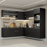 Combo Completo de Cocina Esquinera 445 cm Flotante Negro Nice Madesa 04
