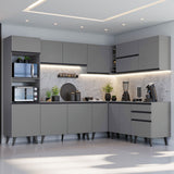 Combo Completo de Cocina Esquinera 465 cm Gris Nice Madesa 01