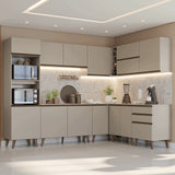 Combo completo de Cocina esquinera 465 cm Crema Nice 01