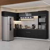 Combo completo de Cocina Esquinero Flotante 465 cm Negro Nice Madesa 03