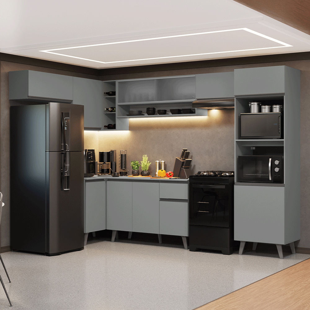 Combo completo de Cocina Esquinera 465cm Gris Nice Madesa 08