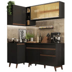 Combo completo de Cocina Esquinera 262 cm 6 Puertas 1 Cajón Negro Reims Madesa