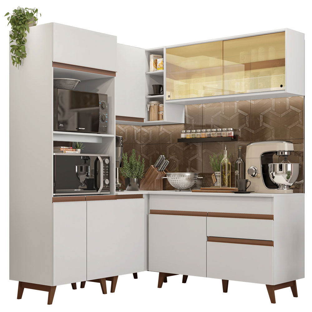 Combo completo de Cocina Esquinera 332 cm 9 Puertas 1 Cajón Blanco Reims Madesa
